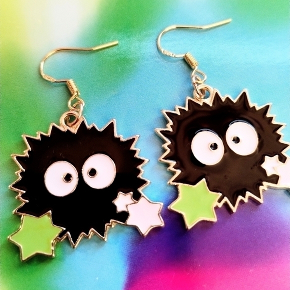 HANDMADE My Neighbor Totoro Soot Sprite Spirited Away Earrings - Picture 2 of 4